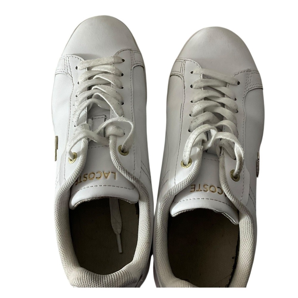 Lacoste‎ Carnaby Pro 124 1 SFA White Leather Gold Logo Sneakers Women's Size 6 - Picture 11 of 11